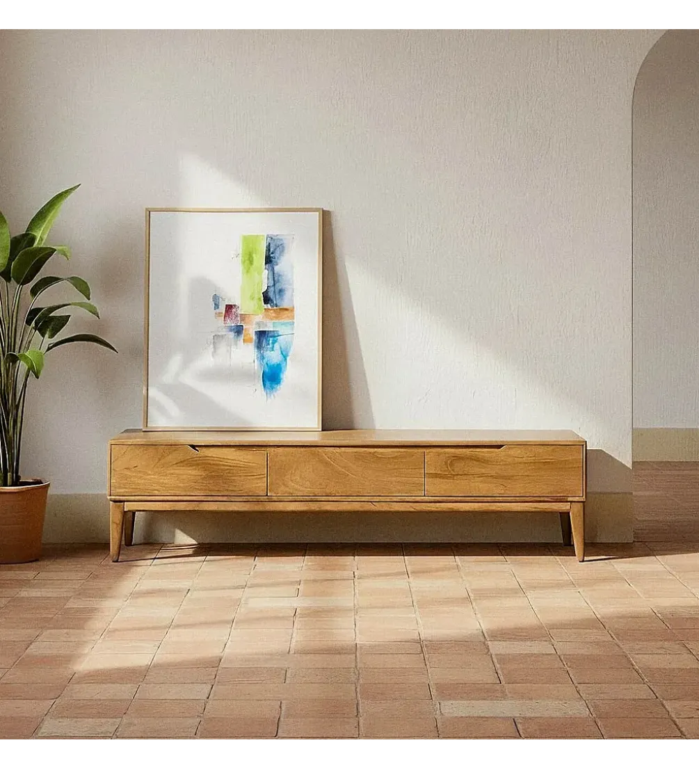 Stolik pod TV GALT 160 cm drewno mango naturalny niższy