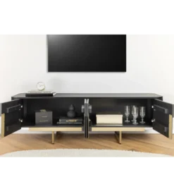 Stolik pod TV GATSBY 160 cm drewno mango czarna