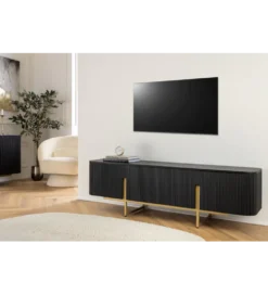 Stolik pod TV GATSBY 160 cm drewno mango czarna