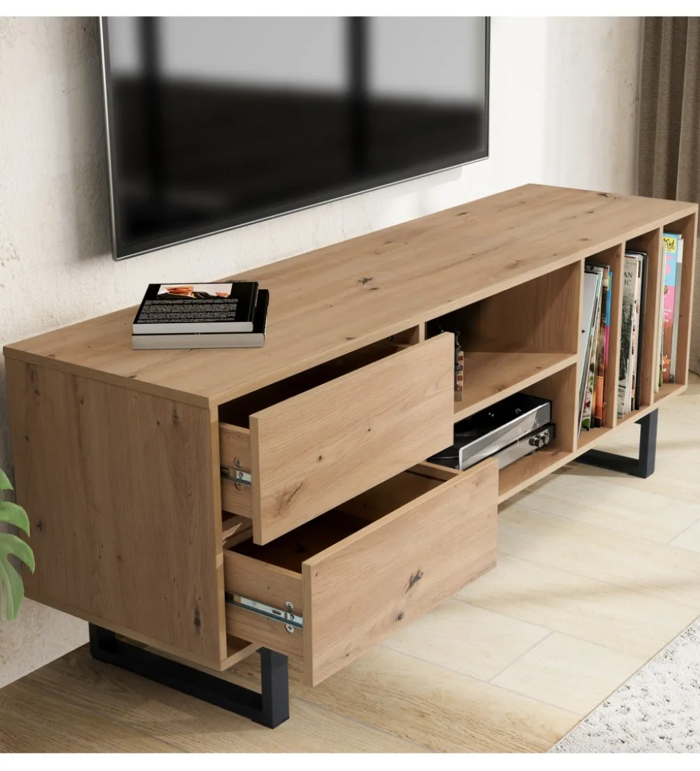 Stolik pod TV GRASSE 150 cm w optyce dębu