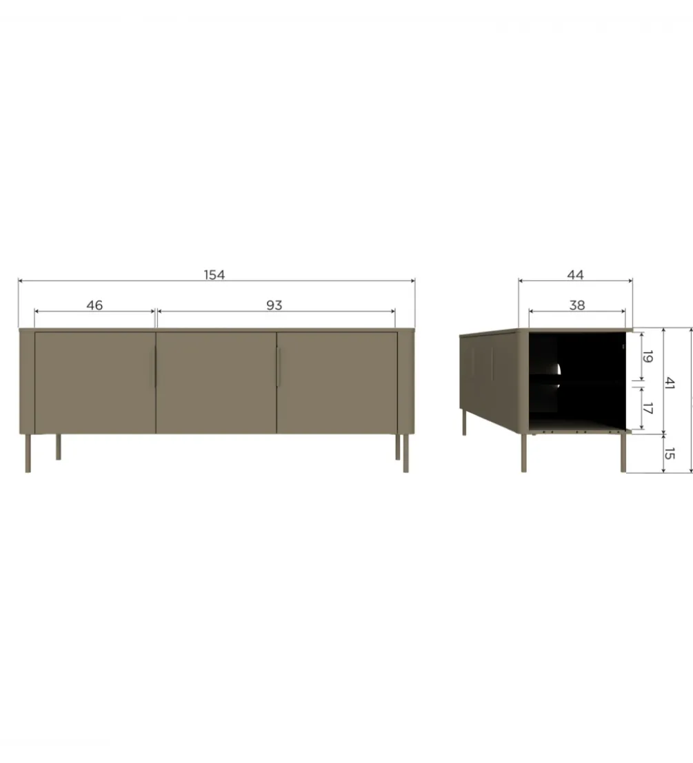 Stolik pod TV GUNNAR 154 cm drewno sosny czarny mat
