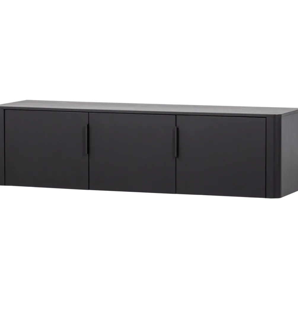 Stolik pod TV GUNNAR 154 cm drewno sosny czarny mat