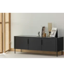 Stolik pod TV GUNNAR 154 cm drewno sosny czarny mat