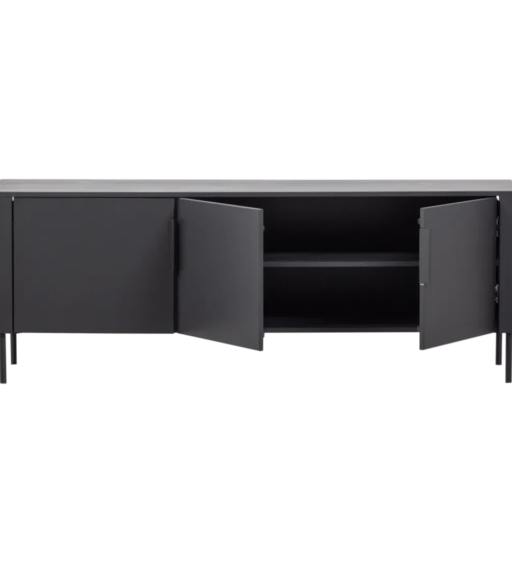 Stolik pod TV GUNNAR 154 cm drewno sosny czarny mat