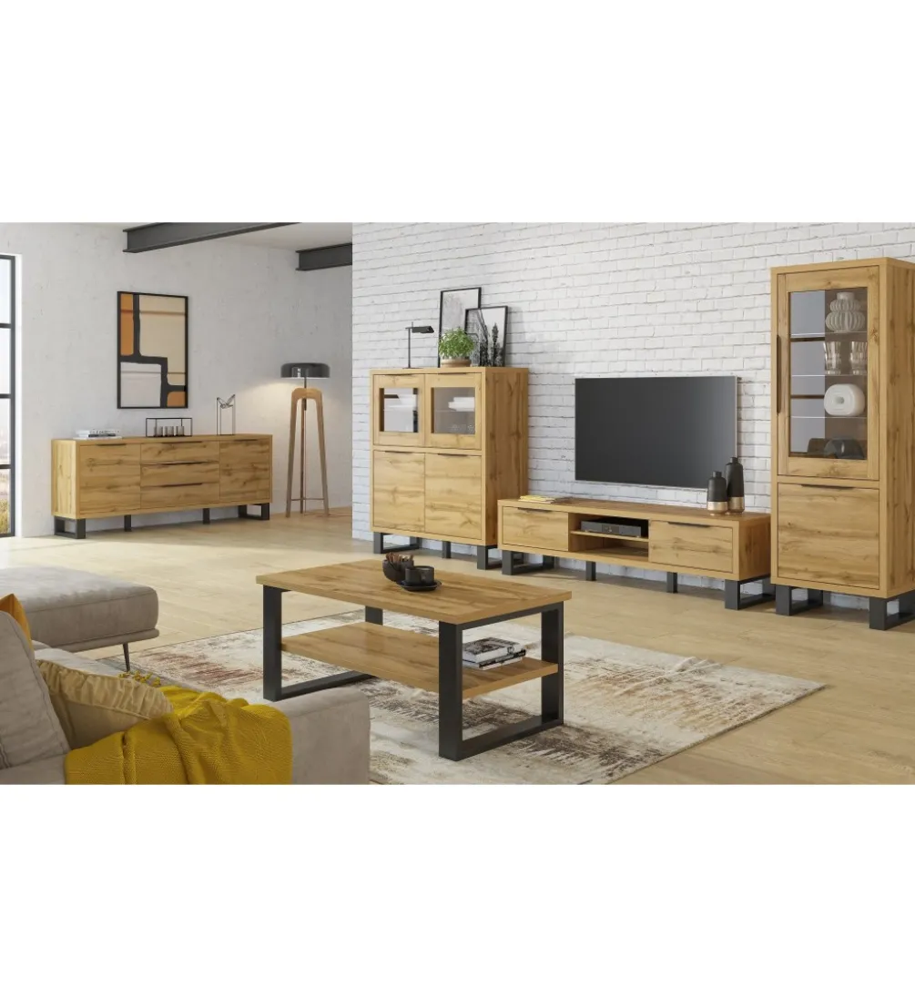 Stolik pod Tv Halle 124 cm w optyce dąb wotan