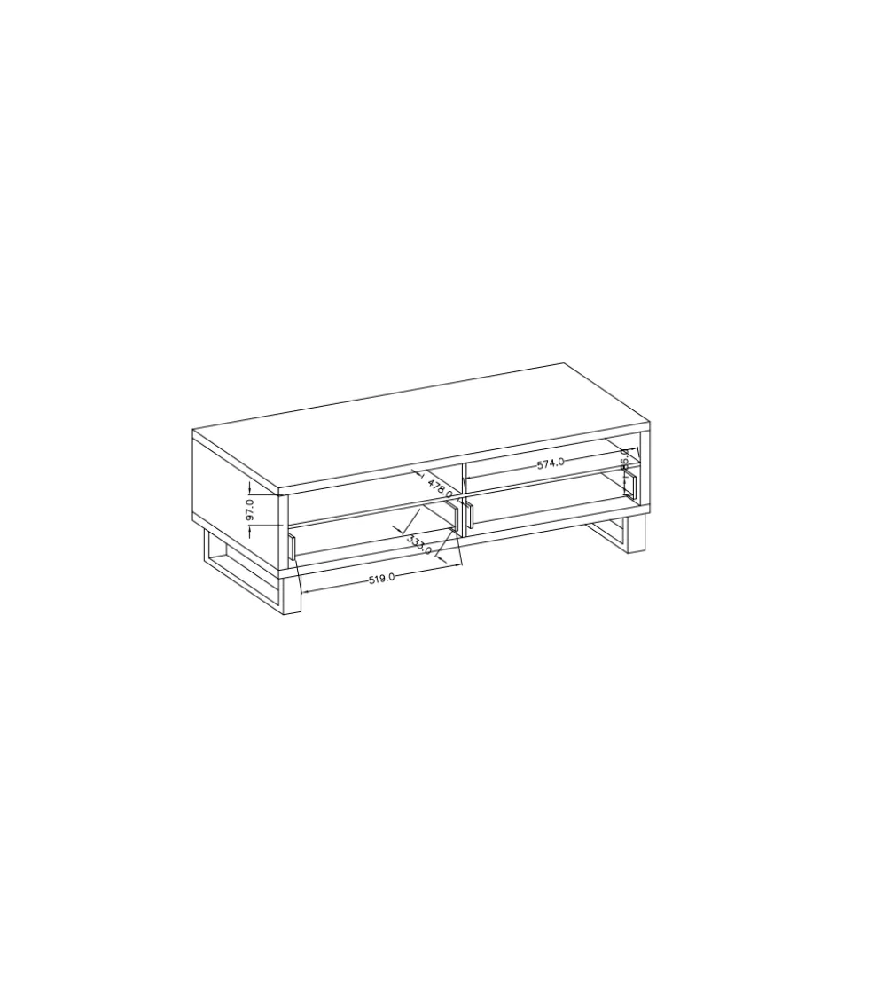 Stolik pod Tv Halle 124 cm w optyce dąb wotan
