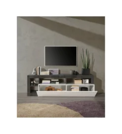Stolik pod TV HAMBURG 184 cm biała z dodatkiem koloru antracytowego