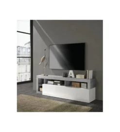 Stolik pod TV HAMBURG 184 cm biały z dodatkiem koloru szarego