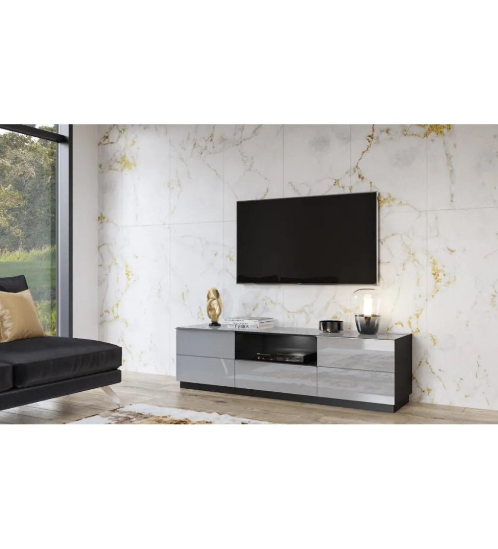 Stolik pod TV HELIO 180 cm szaro czarny