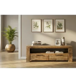 Stolik pod TV Iron Craft 130 cm drewno mango
