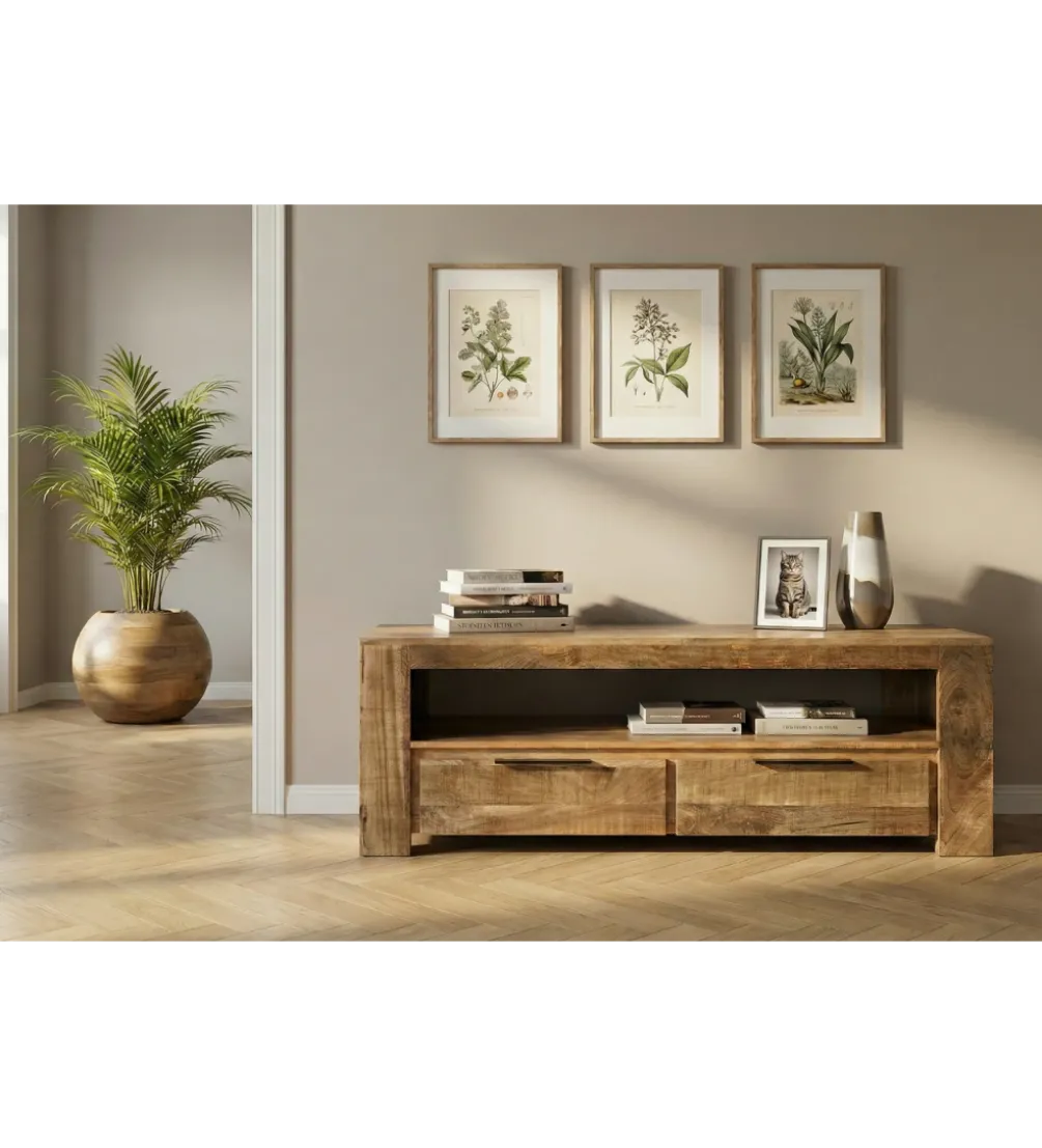 Stolik pod TV Iron Craft 130 cm drewno mango