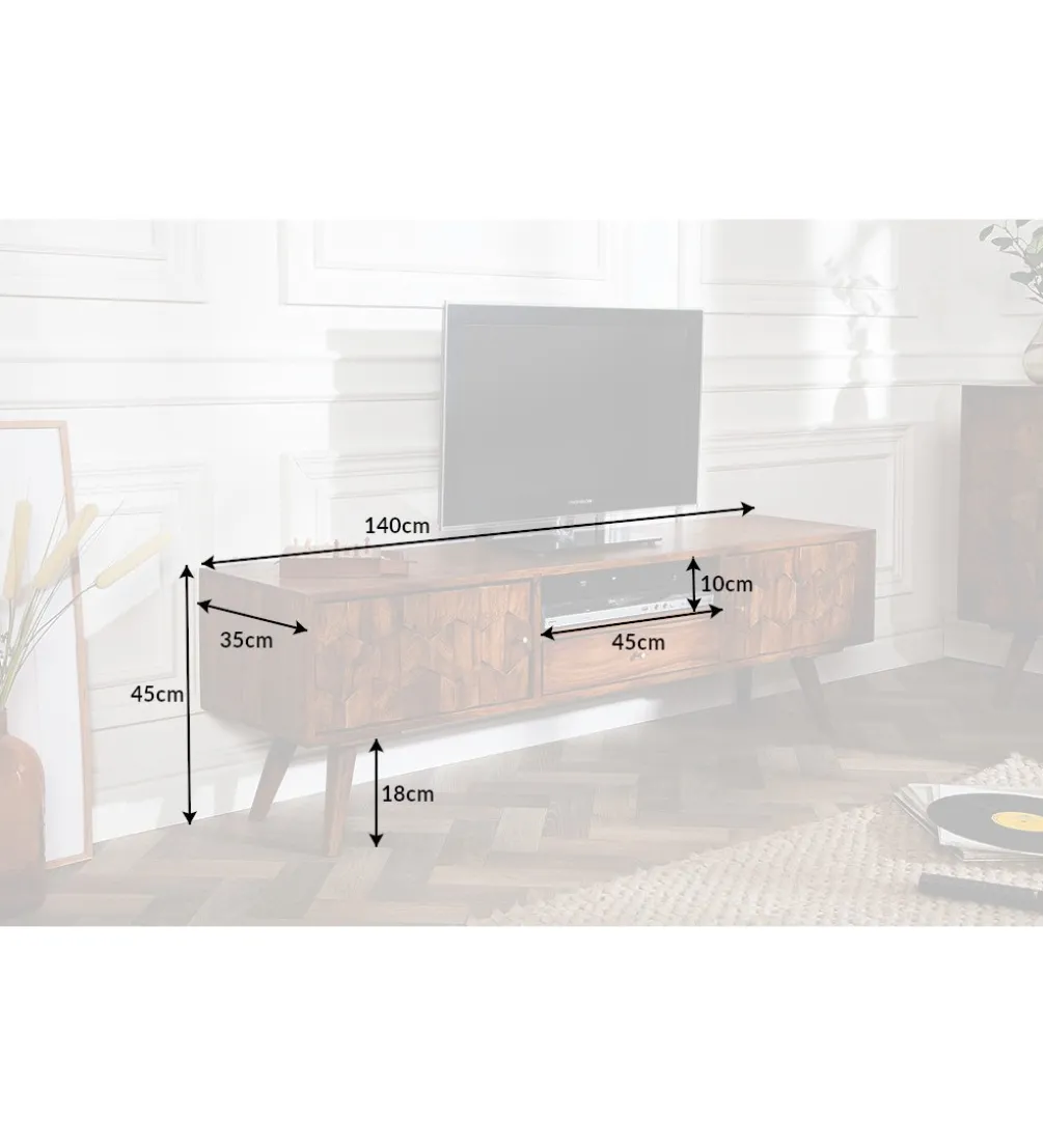 Stolik pod TV Komodo Mystic Living 140 cm drewno sheesham