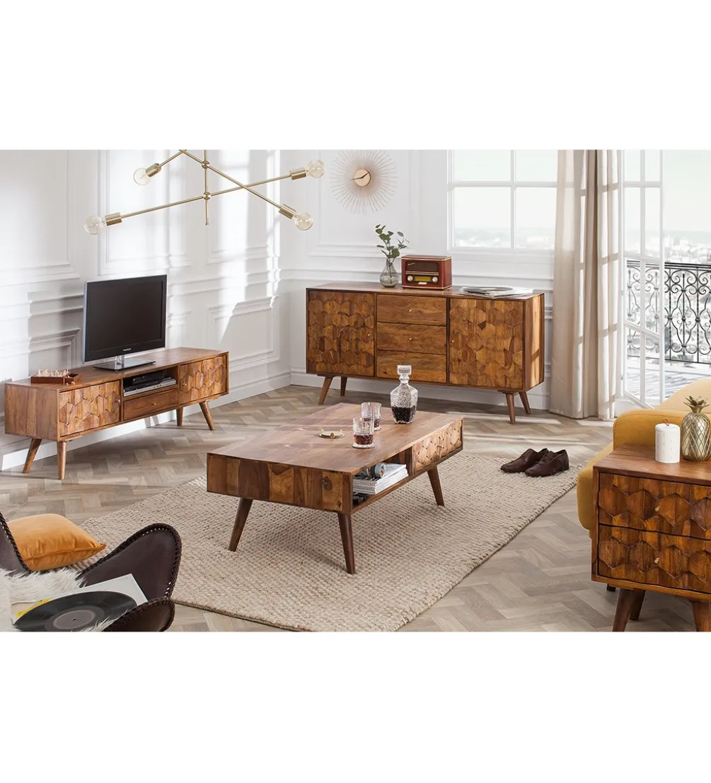 Stolik pod TV Komodo Mystic Living 140 cm drewno sheesham