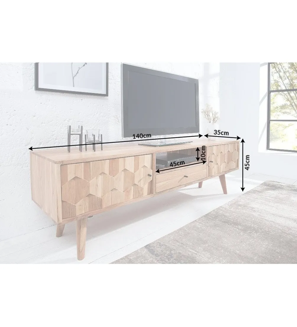 Stolik pod TV Komodo Mystic Living 140 cm drewno akacja