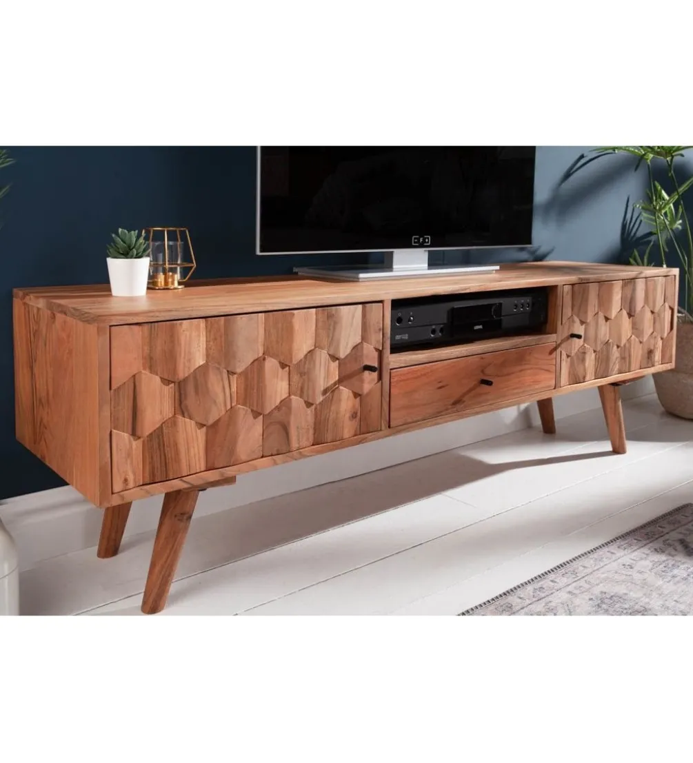 Stolik pod TV Komodo Mystic Living 140 cm drewno akacja