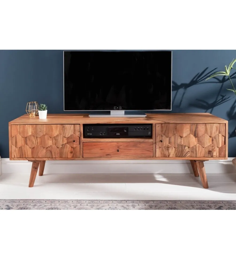 Stolik pod TV Komodo Mystic Living 140 cm drewno akacja