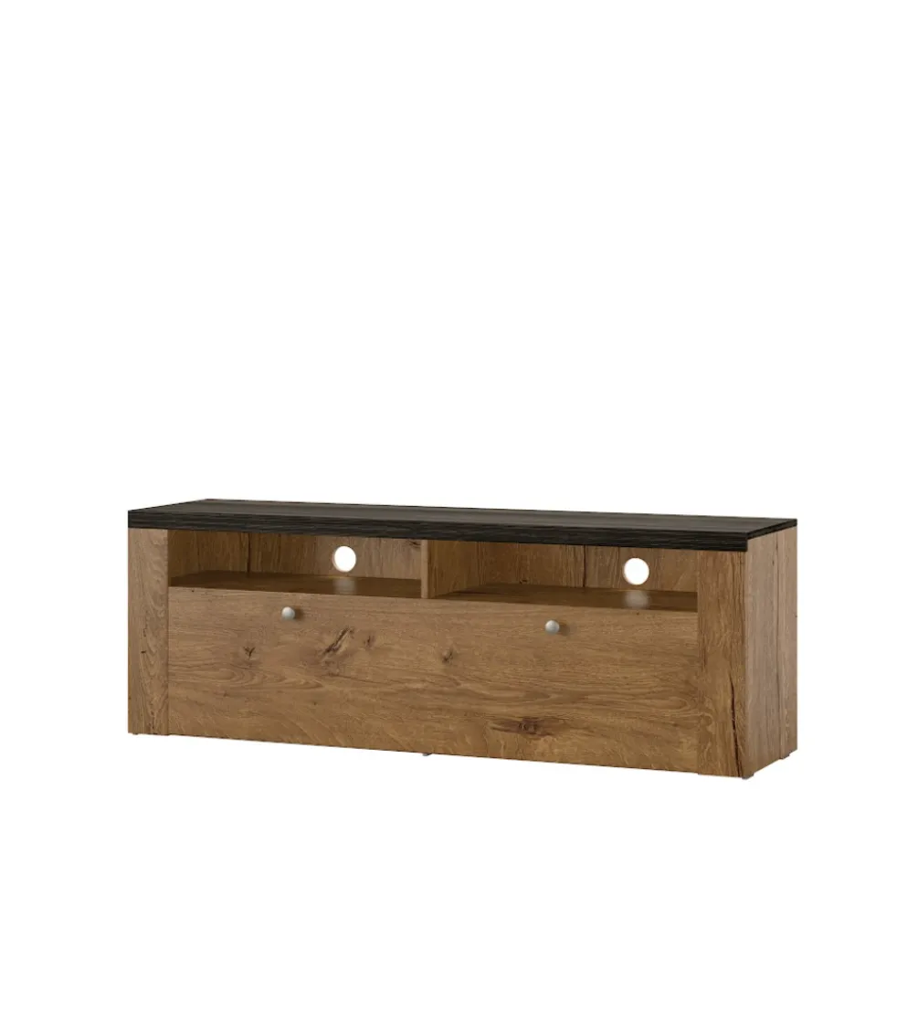 Stolik pod TV LARONA 140 cm o wybarwieniu dąb lefkas z kolorem touchwood