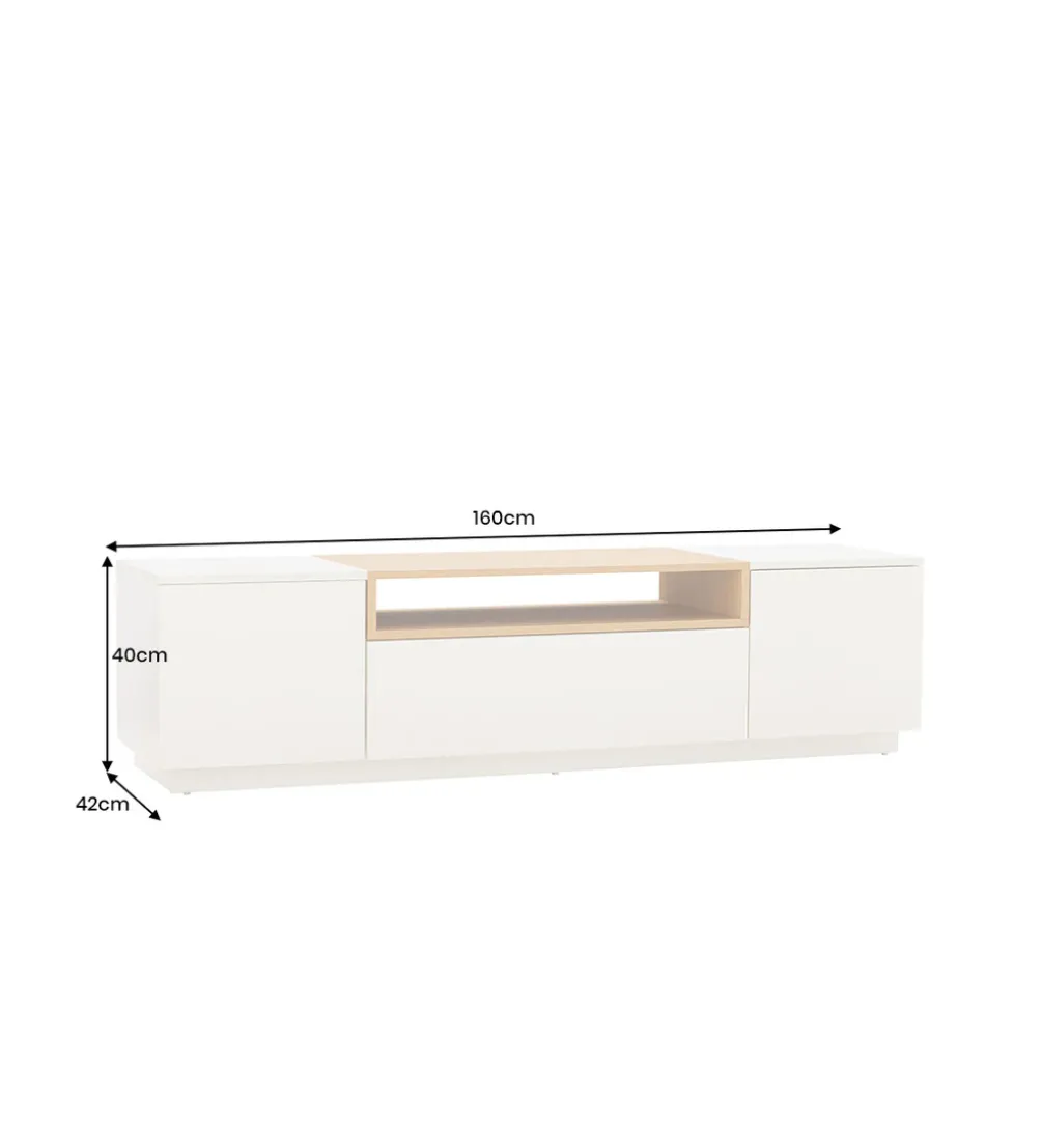 Stolik pod TV LOFT 160 cm biało naturalna