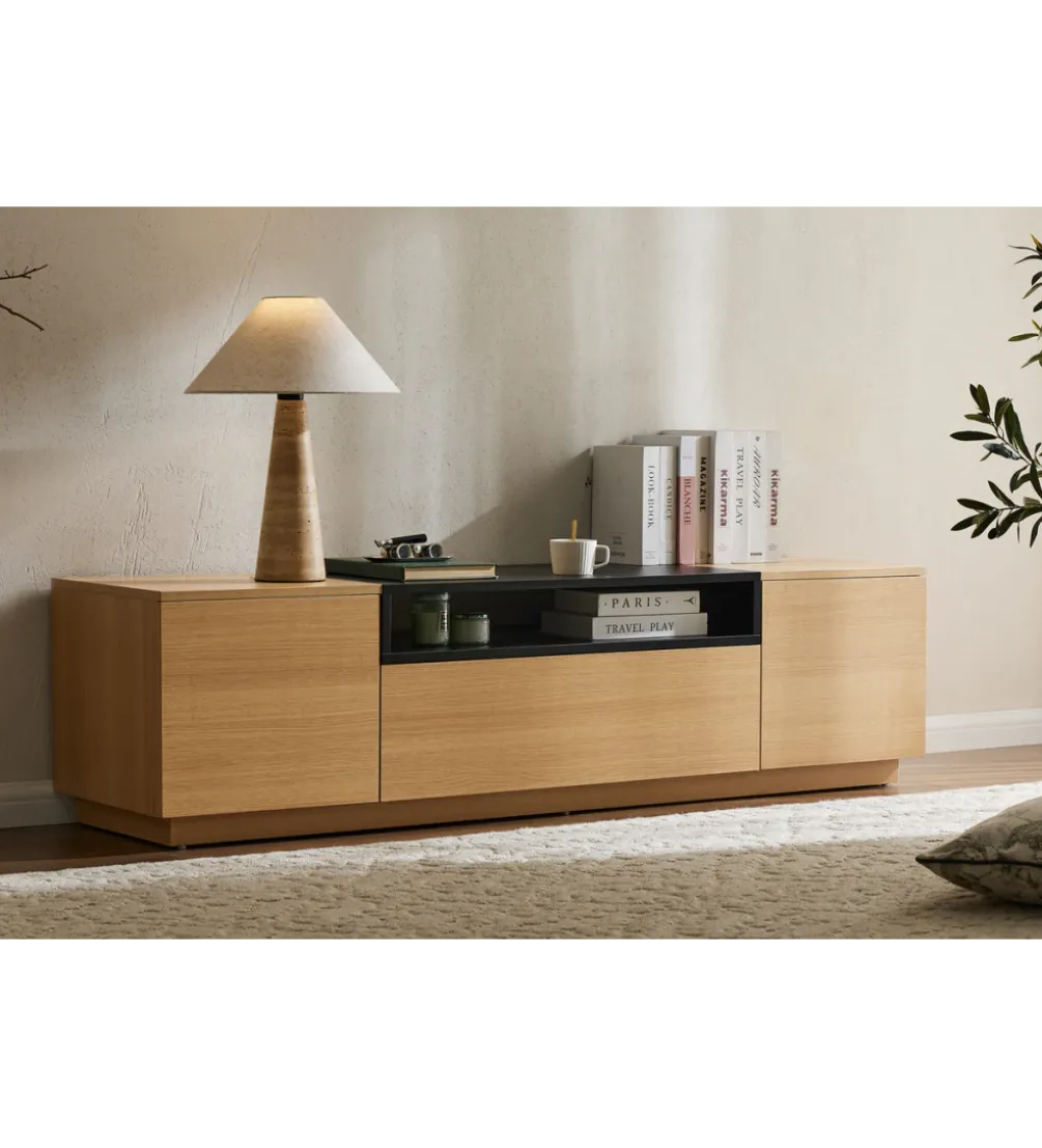Stolik pod TV LOFT 160 cm naturalna czarna