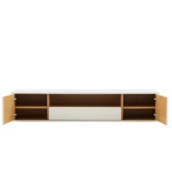 Stolik pod TV LOFT wiszący 150 cm biało naturalny