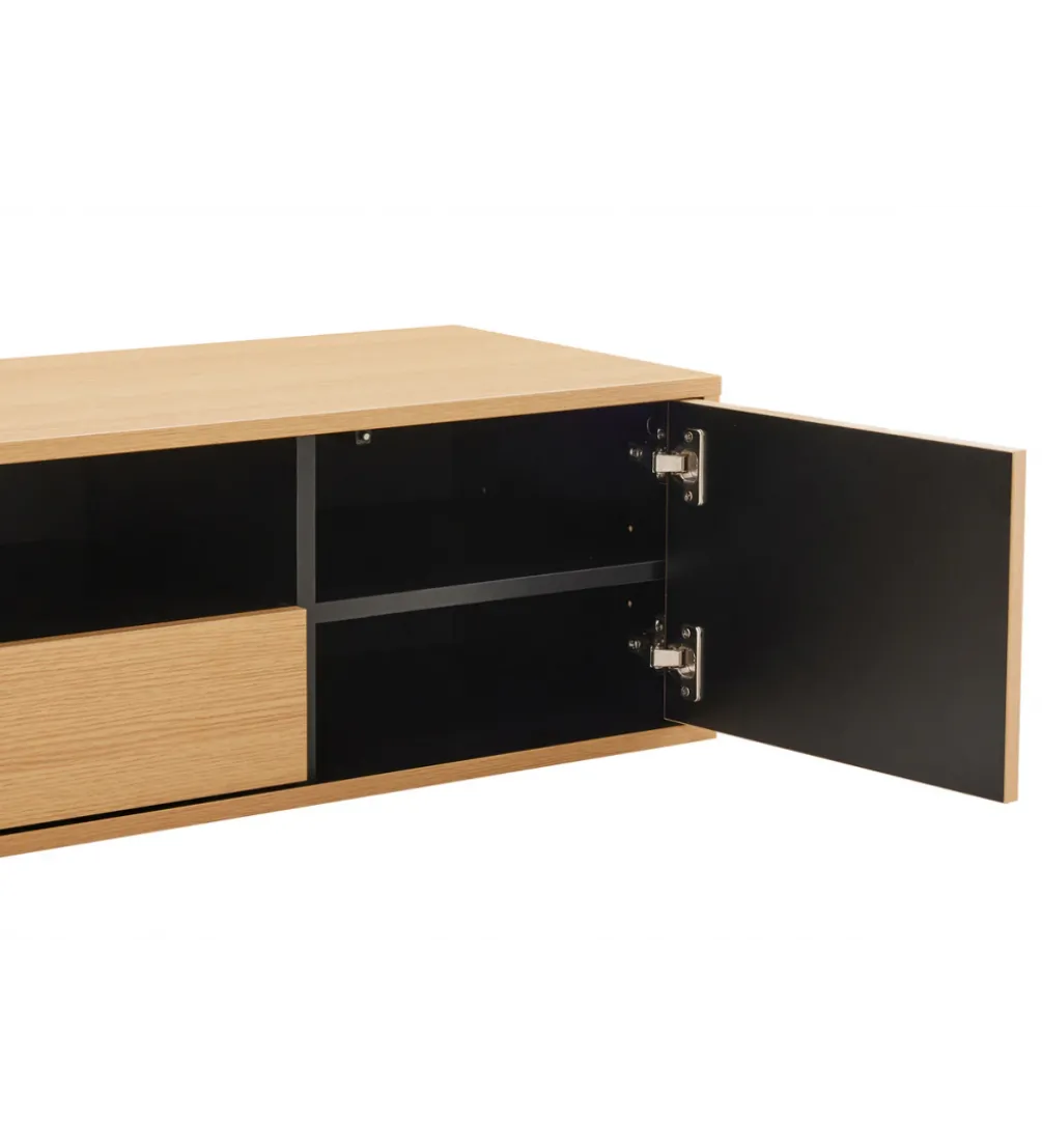 Stolik pod TV LOFT wiszący 150 cm naturalno czarna
