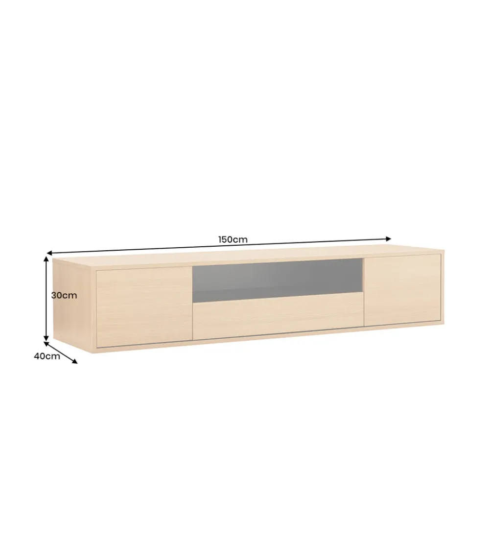 Stolik pod TV LOFT wiszący 150 cm naturalno czarna