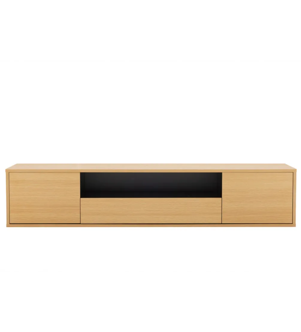 Stolik pod TV LOFT wiszący 150 cm naturalno czarna