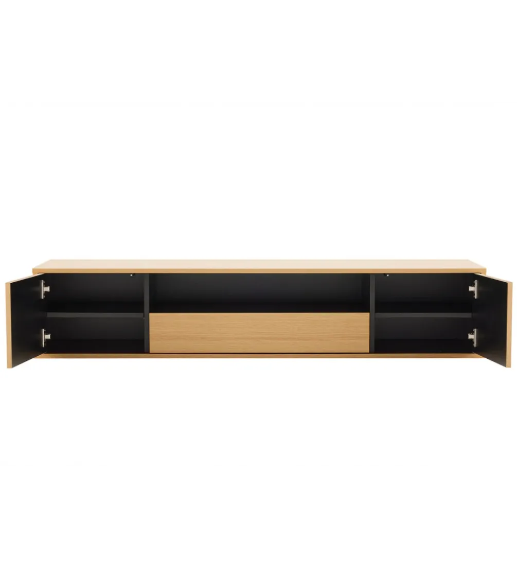 Stolik pod TV LOFT wiszący 150 cm naturalno czarna