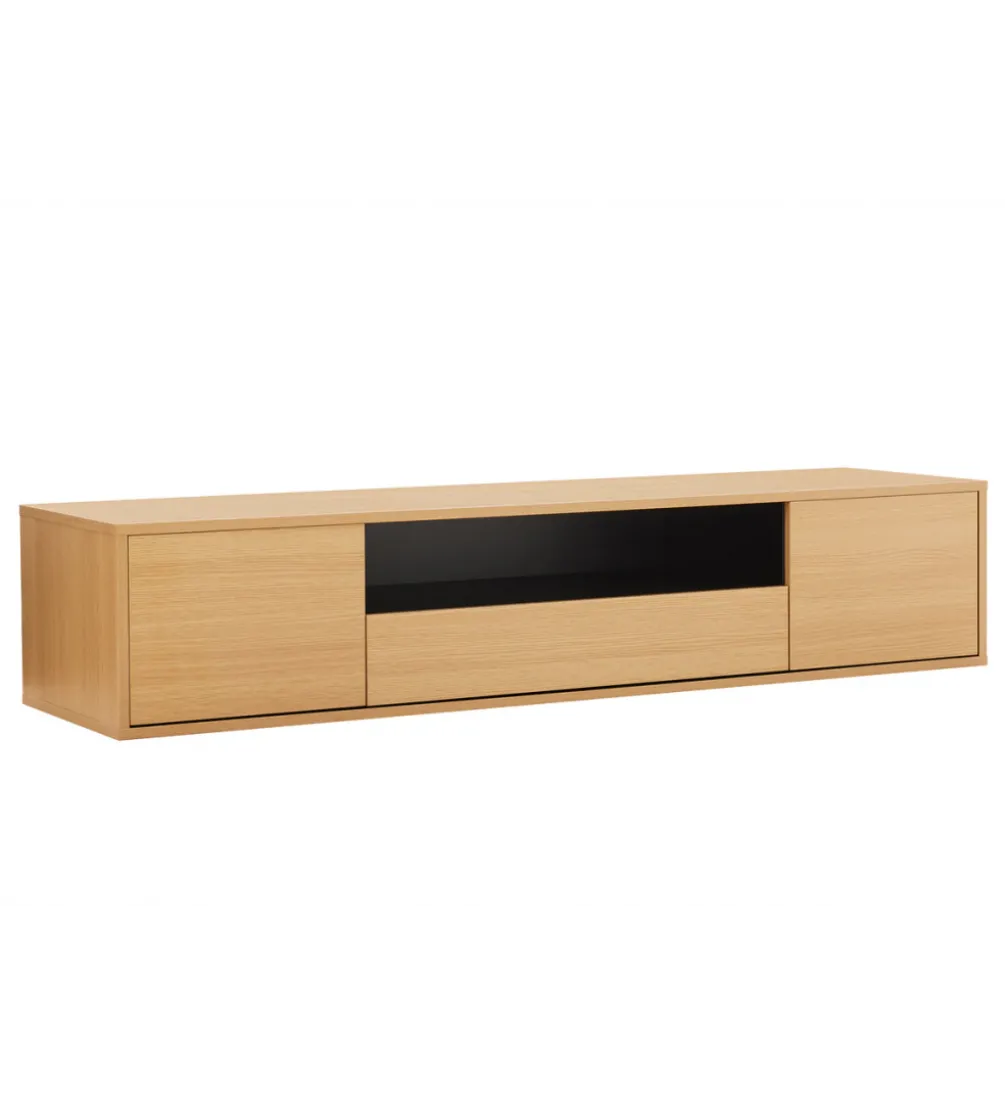 Stolik pod TV LOFT wiszący 150 cm naturalno czarna