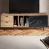 Stolik pod TV MELIOR III150 cm w kolorze dąb z dodatkiem optyki marmuru