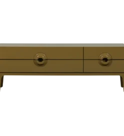 Stolik pod TV MERGE 160 cm drewno eukaliptusa miodowy odcień