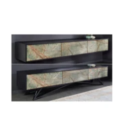 Stolik pod TV MONTANAS 200 cm drewno akacja czarny