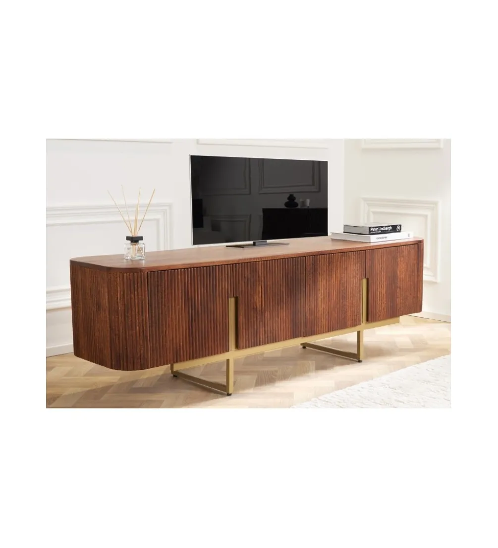 Stolik pod TV NAGOJA 160 cm drewno mango brąz