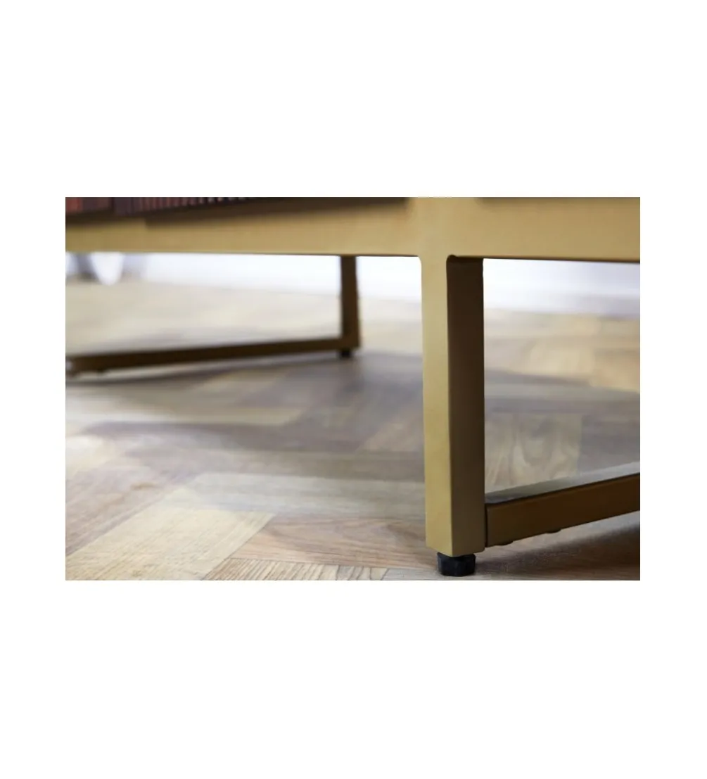 Stolik pod TV NAGOJA 160 cm drewno mango brąz