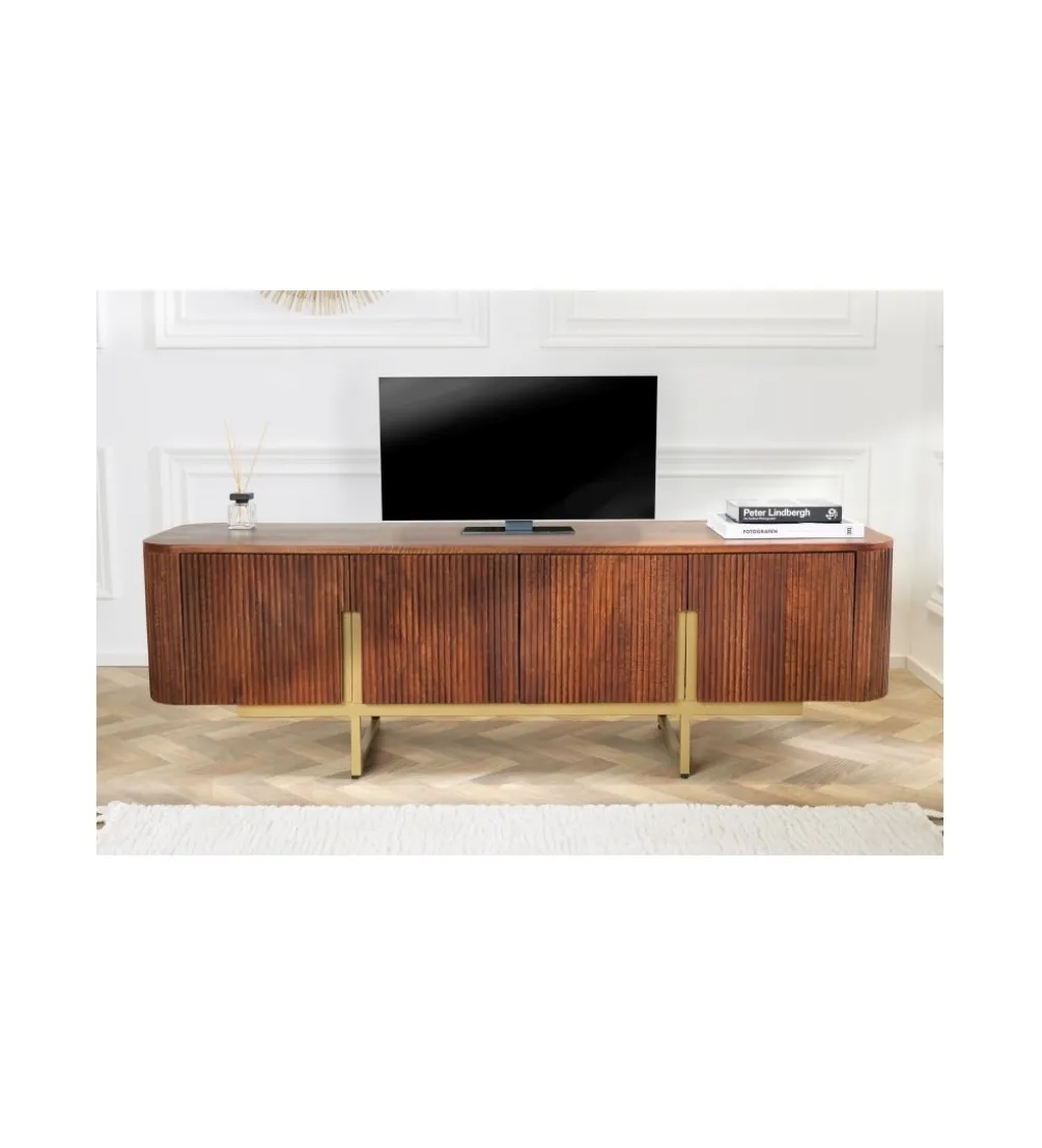 Stolik pod TV NAGOJA 160 cm drewno mango brąz