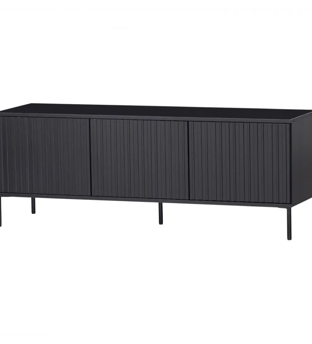 Stolik pod TV NEW GRAVURE 150 cm drewno sosny czarny