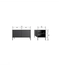 Stolik pod TV NEW GRAVURE 100 cm drewno sosny czarny