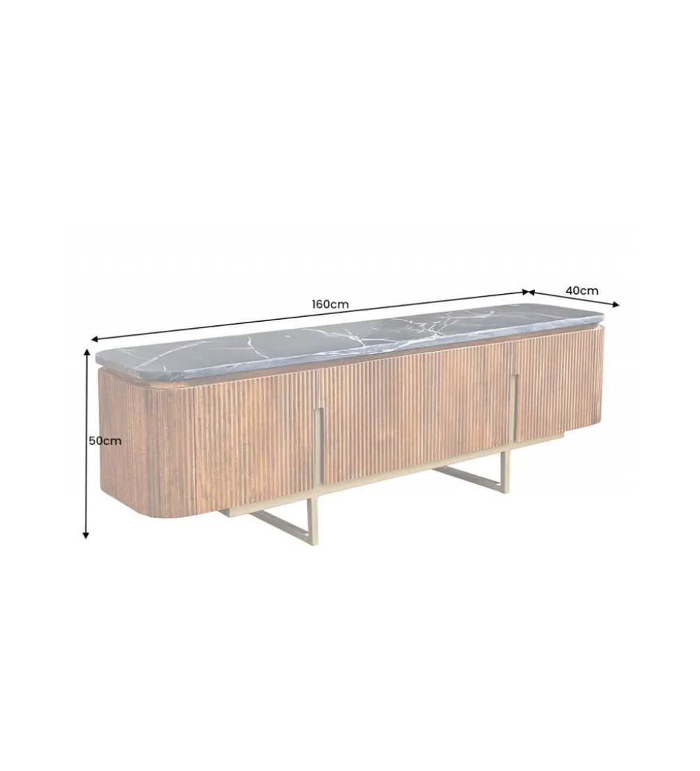 Stolik pod TV NIGATA 160 cm drewno mango brąz