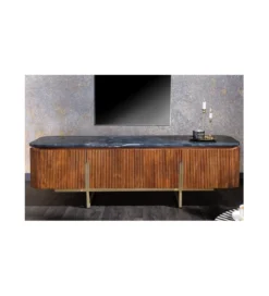 Stolik pod TV NIGATA 160 cm drewno mango brąz