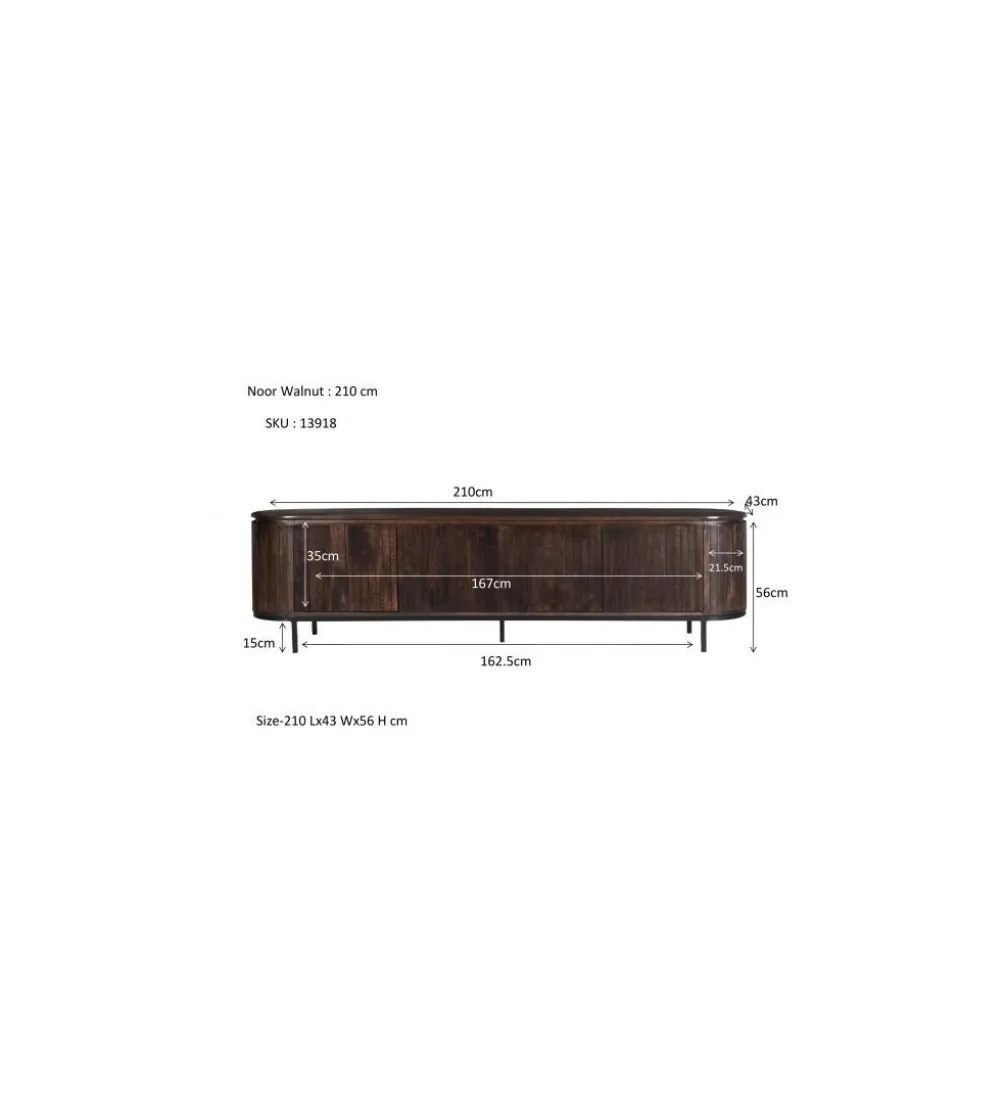 Stolik pod TV NOORK 210 cm w kolorze orzechowym