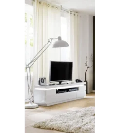 Stolik pod TV OCEAN 175 cm biały z oświetleniem