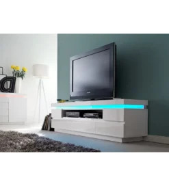 Stolik pod TV OCEAN 175 cm biały z oświetleniem