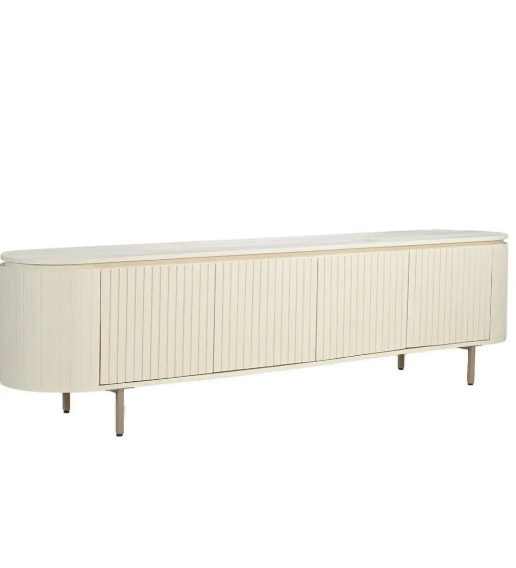 Stolik pod TV PATOU 210 cm jasnobeżowy drewno mango
