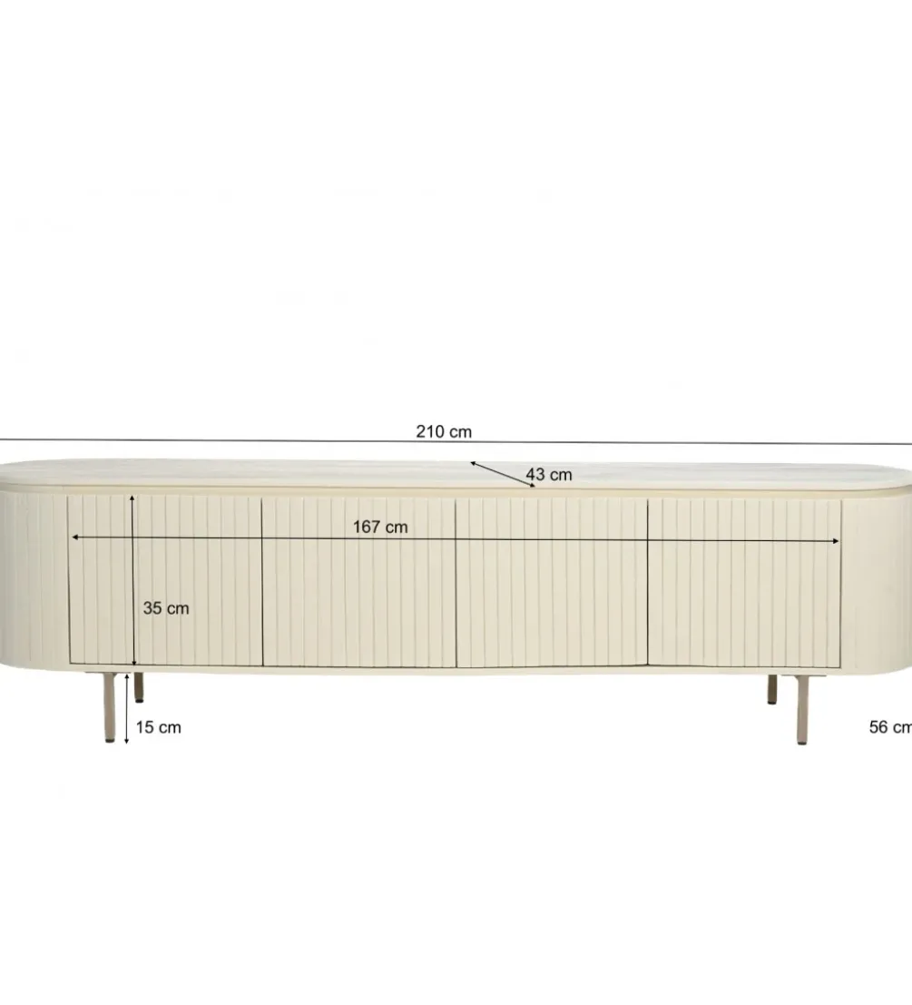Stolik pod TV PATOU 210 cm jasnobeżowy drewno mango