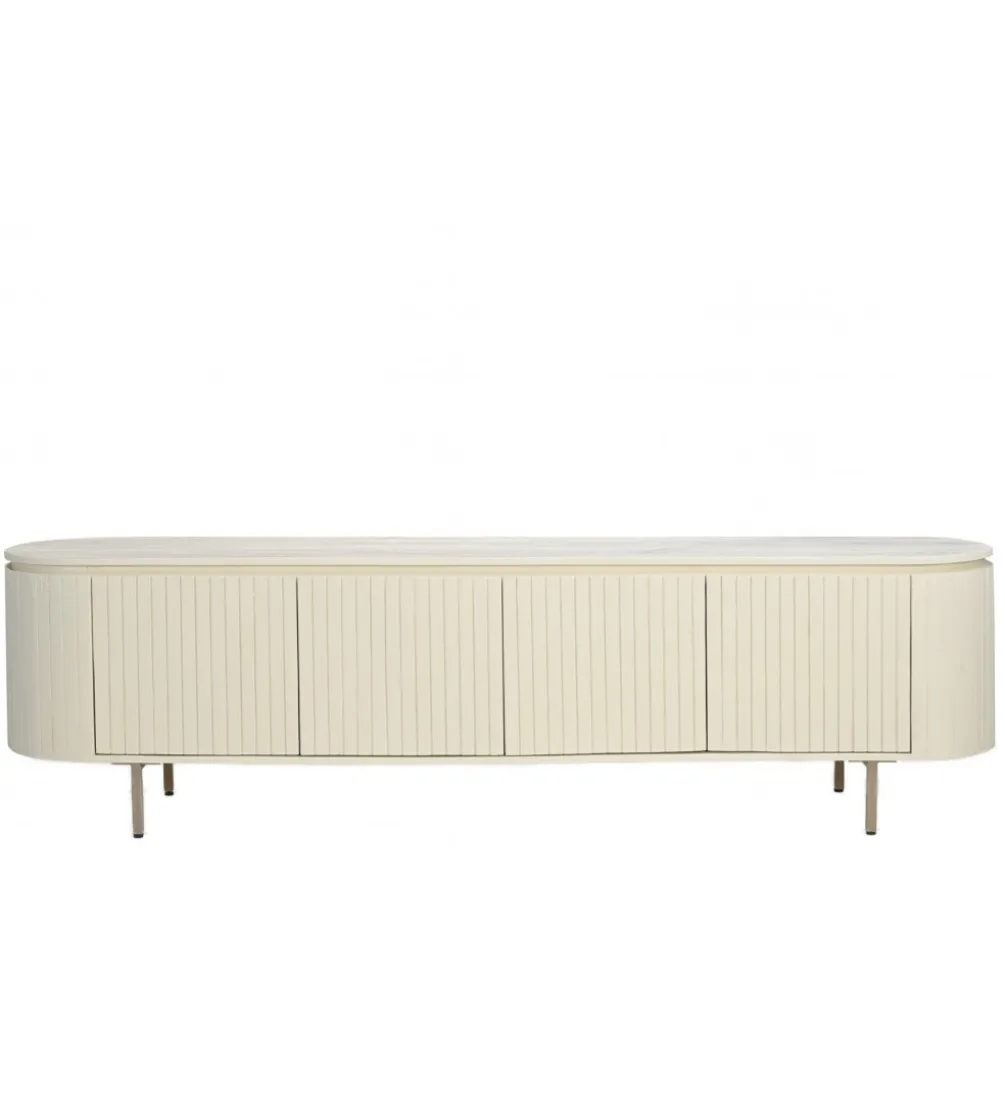 Stolik pod TV PATOU 210 cm jasnobeżowy drewno mango