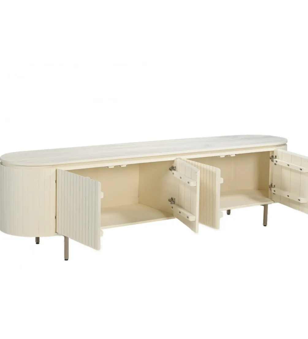Stolik pod TV PATOU 210 cm jasnobeżowy drewno mango