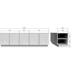 Stolik pod TV PENCIL drewno sosny mist