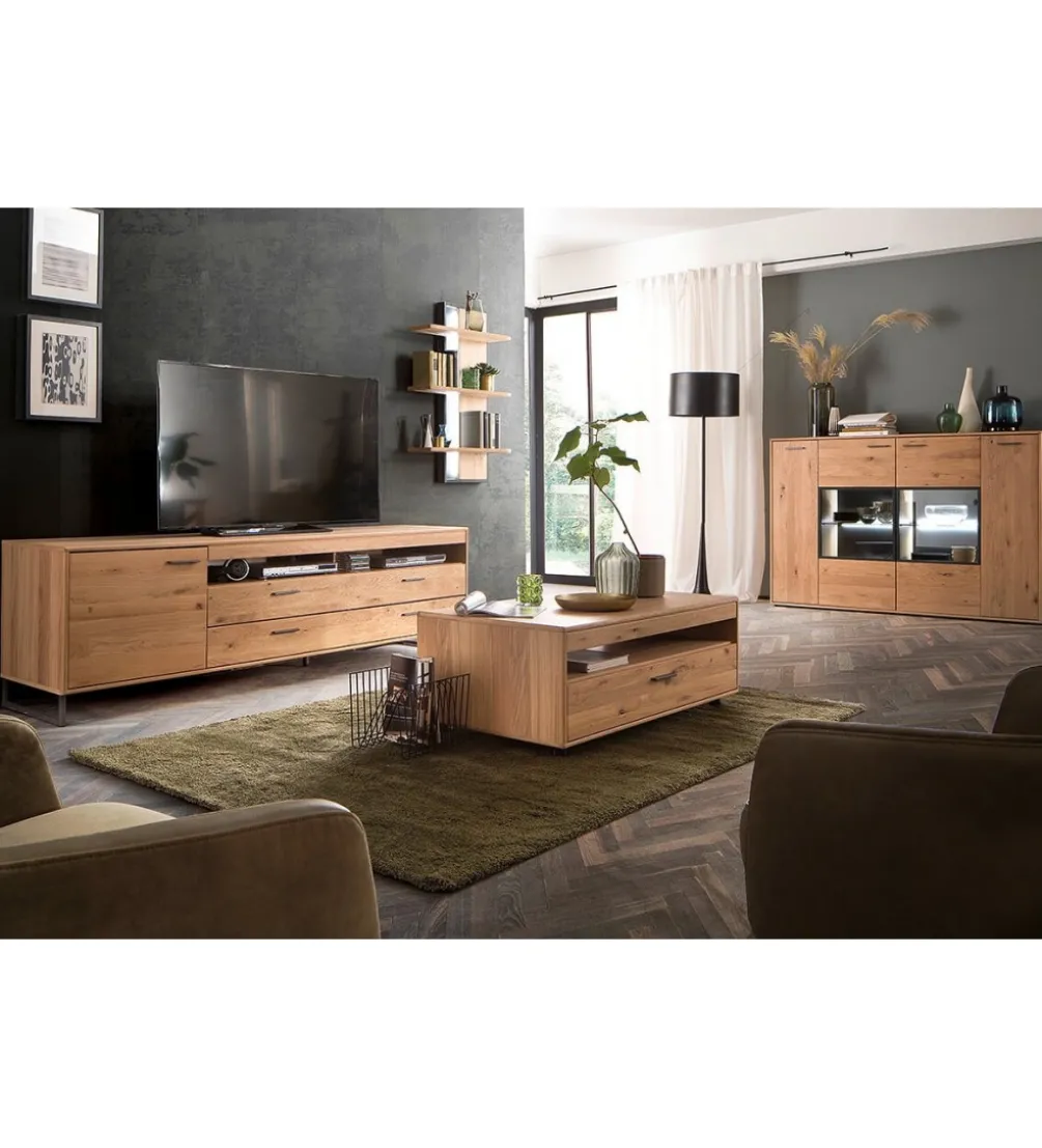 Stolik pod TV PORTLAND 224 cm dębowy
