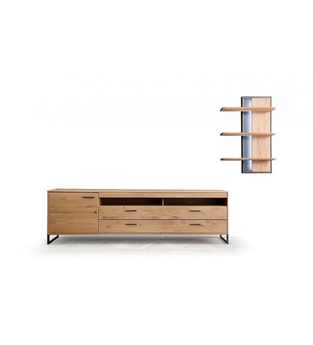 Stolik pod TV PORTLAND 224 cm dębowy
