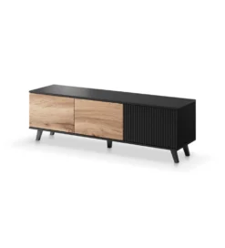 Stolik pod TV RANDOM 150 cm w kolorze dąb wotan z kolorem czarnym